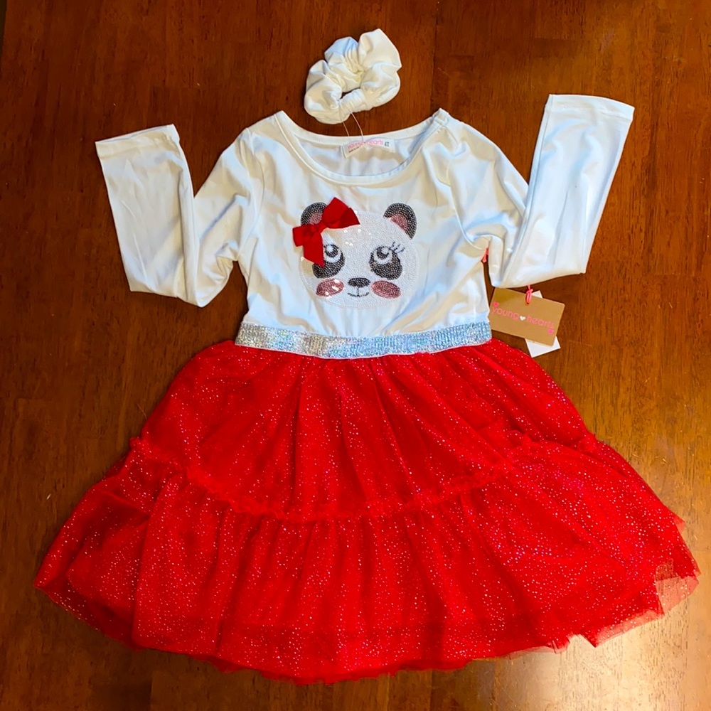 Young Hearts, Size 4T Panda Dress and Scrunchie